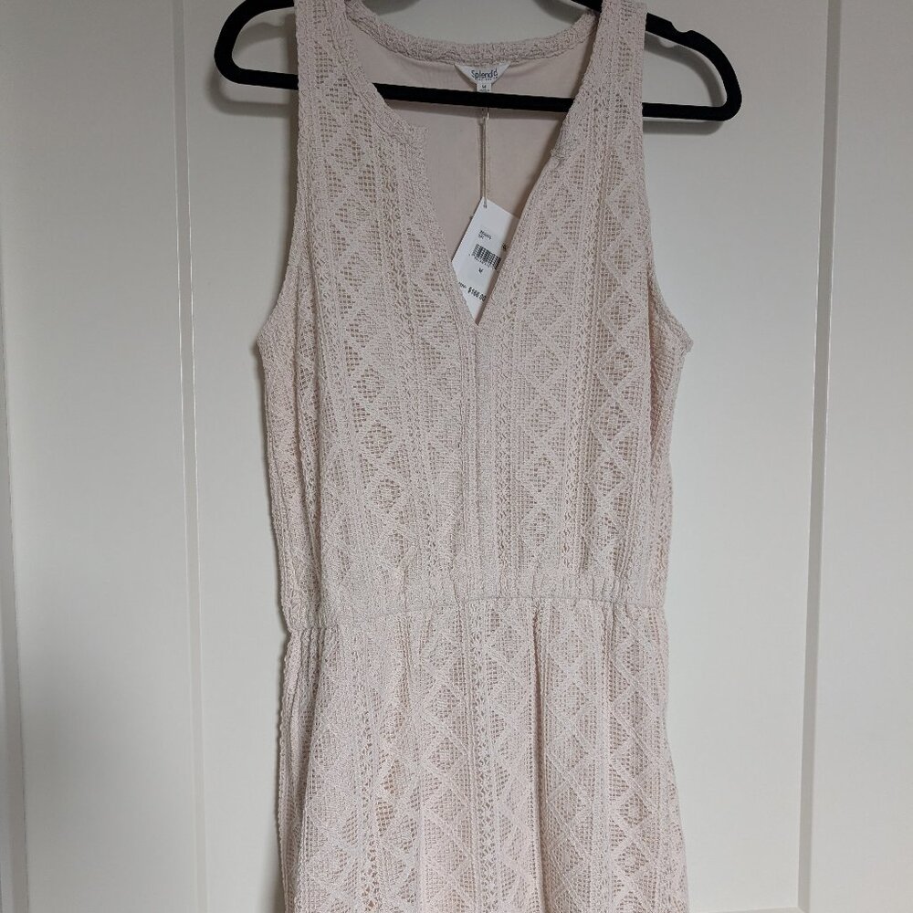 NWT Splendid Paola Crochet Mini Dress V-Neck | Elastic Waist + Pockets | Size M